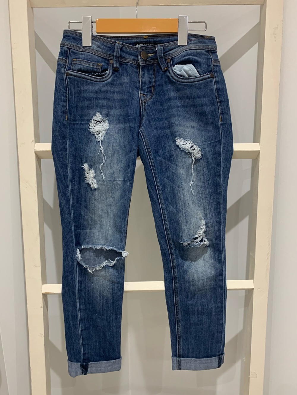 Dollhouse Dark Blue Distressed Boyfriend Jeans